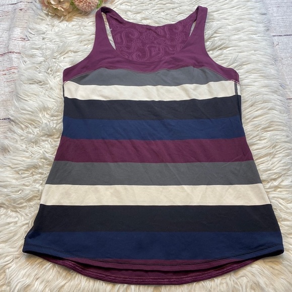 Lululemon Run First Base Rulu Light Tank In Pow Stripe Angel Wing sz 4 - Picture 1 of 7
